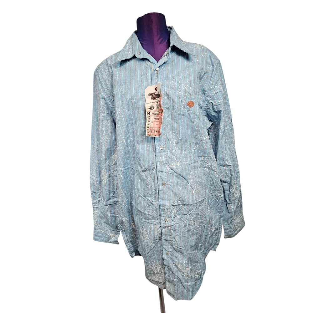 Hypnotic Genes Mens XL Blue Splatter Stripe Pearl Snap Shirt HYP0014 NWT D105 - Picture 9 of 9